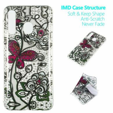 Силіконовий (TPU) чохол Deexe Pretty Glossy для Samsung Galaxy A50 (A505) - Black Lace and Butterfly