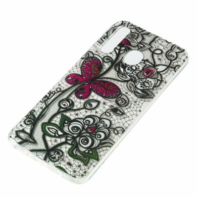 Силіконовий (TPU) чохол Deexe Pretty Glossy для Samsung Galaxy A50 (A505) - Black Lace and Butterfly