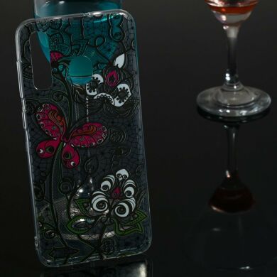 Силіконовий (TPU) чохол Deexe Pretty Glossy для Samsung Galaxy A50 (A505) - Black Lace and Butterfly
