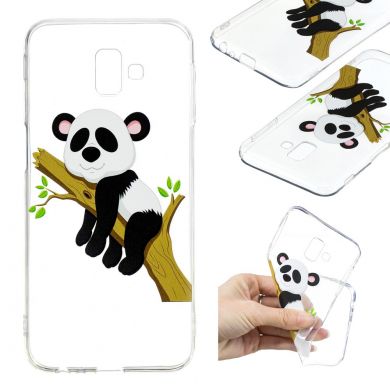Силіконовий (TPU) чохол Deexe Pretty Glossy для Samsung Galaxy J6+ (J610) - Panda Climbing Tree