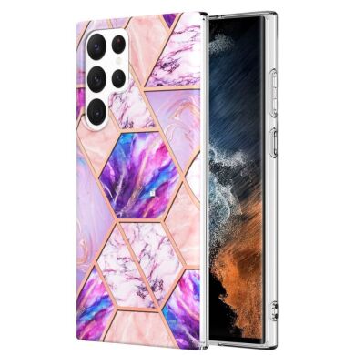 Защитный чехол Deexe Marble Pattern для Samsung Galaxy S23 Ultra - Light Purple