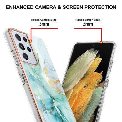 Защитный чехол Deexe Marble Style для Samsung Galaxy S21 Ultra (G998) - Light Green